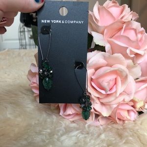 NY&Co Gunmetal and Green Beaded Earrings
